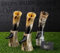 Corne à boire artisanale en corne de buffle avec support, forme naturelle, corne polie, corne à boire viking pour mariage, décoration de la maison, cadeau