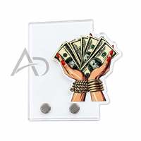 Palette de rangement pour extensions de cils en acrylique durable, motif billets de dollar, avec logo personnalisé