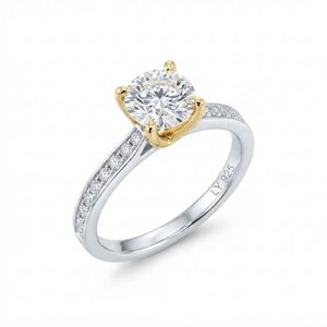Bague fine en argent 925 avec diamant taille ronde, alliance de fiançailles, ton or/or rose, bijoux de mariage à quatre griffes - Product Image 4