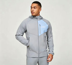 Custom Logo Men's Slim Fit Training <b>Jacket</b> Hooded Quick Dry Gym Sportswear Athletic Performance Running <b>Track</b> <b>Jacket</b> Wholesale - Product Image 2