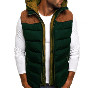 Veste matelassée à capuche pour homme, bleu marine et marron, imperméable, coupe-vent, hiver, décontractée, fermeture éclair sur le devant, rembourrage épais en polyester - Product Image 4