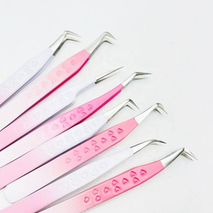 Pince à cils à pointe fine en acier inoxydable rose pour extensions de cils, outil professionnel d'extension de cils - Product Image 6
