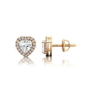 Boucles d'oreilles en or 14 carats certifiées IGI personnalisées avec un diamant de laboratoire taille cœur de 1 carat (6,5 mm) et 36 diamants d'accentuation, bijoux de luxe pour femmes - Product Image 3