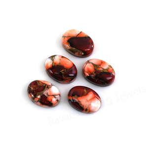 Cabujón de Gema Suelta Ovalado de 10x14mm de Dalia Roja Natural con Acabado Liso y Pulido, Compuesto de Cobre, para Fabricación de Joyas y Colgantes - Product Image 3