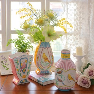<b>Ceramic</b> Tabletop <b>Vase</b> Shabby Chic Style Painted Birds Design 8-16 Inches Exquisite Durable Decorative Flower <b>Vase</b> - Product Image 5