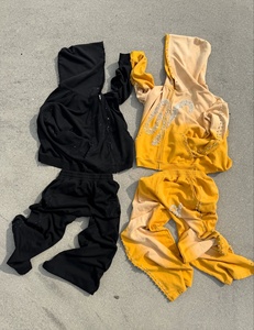 Wholesale Price Rhinestone Zip Hoodie and Wide-Leg Sweatpants Set Studded Trim <b>Tracksuit</b> Unisex <b>Y2K</b> - Product Image 1