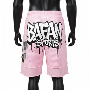<b>Men</b> High Quality Polyester Mesh <b>Shorts</b> 180 GSM Lightweight Breathable Pink <b>Patch</b> Panel <b>Shorts</b> Custom Workout Mesh <b>men's</b> <b>shorts</b> - Product Image 2