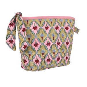 Sacs de rangement multifonctionnels pliables anti-poussière en coton 100% imprimé à la main du Rajasthan - Trousse de toilette, sac de toilette, pochette de toilette - Product Image 2