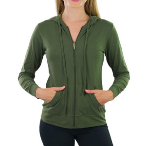 Sudadera con Capucha OEM para Mujer, Corte Holgado, Lisa, con Cierre Completo, Manga Larga, Algodón y Elastano, Transpirable, Informal, para Exteriores - Product Image 1