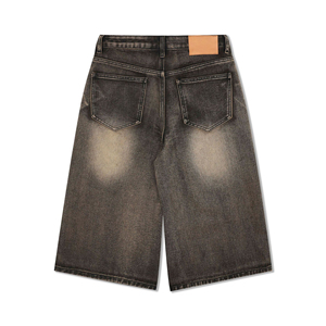 Shorts en jean pour hommes en denim épais, coupe ample et baggy, délavés vintage, style streetwear hip-hop, Coton, Vente chaude 2026 - Product Image 2