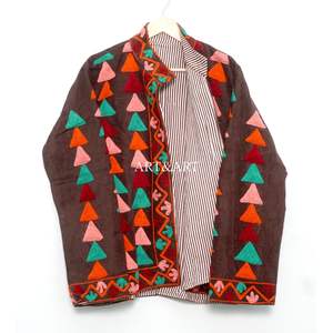 Veste matelassée en coton 100% brodée Cotrise, nouveau motif de haute qualité, fabriquée à la main en Inde, manches longues, col montant, pour femme, automne - Product Image 6