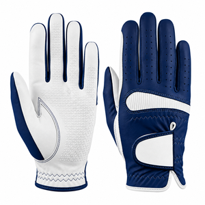 Gant de golf en cuir PU à motif géométrique blanc et bleu, main droite, antidérapant, fermeture auto-agrippante, gant de sport unisexe - Product Image 3