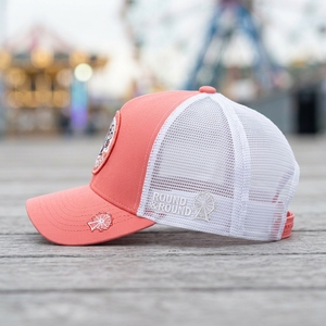 Casquette Trucker Premium Personnalisée 6 Panneaux Blanc Rose à Visière en Maille Denim Snapback Toile Thème Ludique Marque Privée OEM ODM Faible MOQ Voyage - Product Image 6