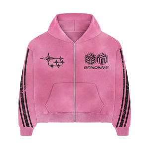 Chándal vintage con efecto deslavado al sol y lavado ácido |   Sudadera con capucha y cremallera estilo patchwork y pantalones deportivos acampanados |   OEM Personalizado - Product Image 5