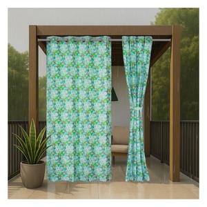 Achetez des rideaux d'extérieur imprimés imperméables en tissu polyester teint en masse pour balcon, patio et espaces de jardin - Product Image 1
