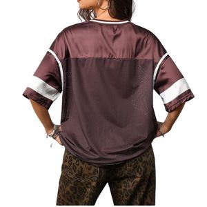 Leopard Print Detail American Football Jersey Brown Mesh Fabric Breathable Fashion Streetwear Oversized Hip Hop Sports Top - Product Image 2