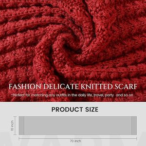 Écharpe longue en polyester pour homme, motif renard, rouge uni, style décontracté, tricotée, écologique, respirante, accessoire chaud pour l'hiver - Product Image 5