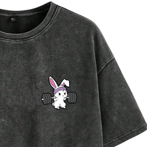 เสื้อยืดโอเวอร์ไซส์ลายกราฟิกสีดำ 100% ผ้าฝ้าย ทรงหลวม คอกลม แขนสั้น สไตล์ลำลอง สตรีทแวร์ พิมพ์ลายการ์ตูน ขายส่ง - Product Image 3