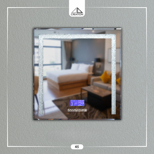 Miroir LED Diamant avec affichage de l'heure et de la température, fonction anti-buée et système musical, design mural sans cadre, décoration artistique - Product Image 5
