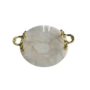 Bandeja de Servir Creativa de Mármol Blanco Natural con Acabado Dorado y Asas Metálicas con Diseño Floral de Orquídea para Decoración del Hogar, Cocina y Comedor - Product Image 6