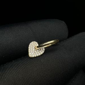 Graceful Heart Charm Lab Grown Diamond Mini <b>Hoop</b> In 14K <b>Gold</b> For <b>Helix</b> And Daith Ear Jewelry - Product Image 3