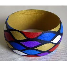 Ensemble de bracelets en bois faits à la main, style bohème artistique, peints à la main - Product Image 6