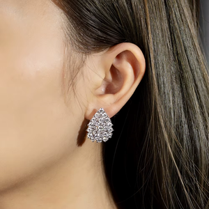 Boucles d'oreilles clous en or blanc pour femme, diamants ronds taille brillant, luxe, mariage, diamants de laboratoire certifiés IGI couleur D - Product Image 5