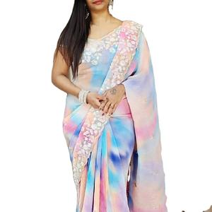 Último diseñador Faux Georgette Hand Work Sequence Work Saree de Fab Zone - Product Image 1