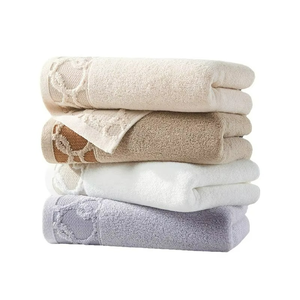 Serviette de bain en Jacquard en pur coton, 34x74Cm, motif géométrique, moelleuse et absorbante, serviette rectangulaire à usage domestique pour adultes, hommes et femmes - Product Image 1