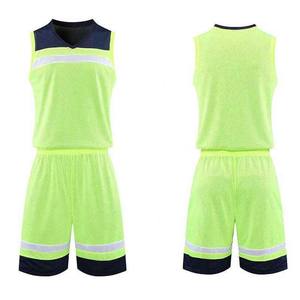 Ensemble de maillots et shorts de basketball pour adultes, col en V, impression par sublimation, 100% polyester, uniformes - Product Image 1