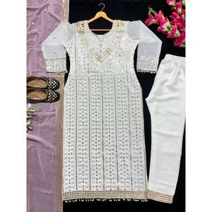 Traje largo pakistaní de estilo elegante de diseñador para ropa de fiesta india y pakistaní - Product Image 2