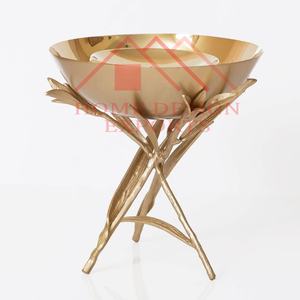 Base de support de piédestal/bol fantaisie unique meilleur vendeur exportateur métal aluminium doré noix et dattes et bol pour aliments secs - Product Image 1