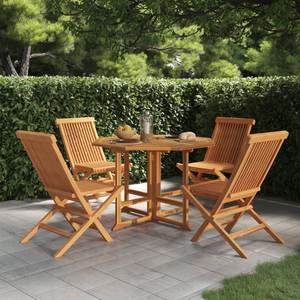 Foldable Teak <b>Garden</b> <b>Set</b> Solid Wood Table and 4 Chairs Outdoor Patio Furniture Rustic - Product Image 2