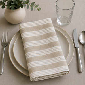 Accessoire de table à manger moderne et élégant Serviettes en lin bicolore Serviettes et accessoires en tissu de qualité supérieure - Product Image 5