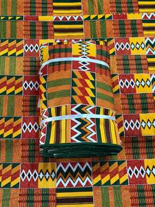 Tissu africain Kente écologique en polyester et coton, poids moyen, teint uni, tissé Ripstop pour robes de mariée, sacs, filles et garçons - Product Image 2