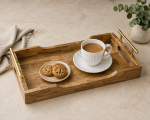 Ensemble de 2 plateaux de service en bois, en acier inoxydable et bois, manga, 12 pièces - Product Image 6