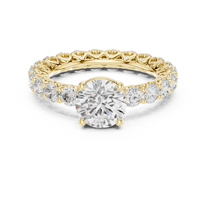 แหวนเพชรทองคำขาวสไตล์วินเทจ ประดับเพชรรูปไข่และทรงกลมแบบ Eternity Band ของขวัญเครื่องประดับ แหวนหมั้นเพชรทองคำขาว - Product Image 2
