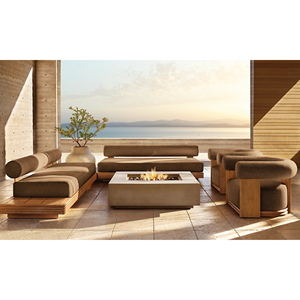Modern Outdoor Solid Teak Sectional <b>Sofa</b> Set L-Shaped Durable Frame and Soft Cushion Contemporary Design Couch Lounger Luxury - Product Image 6