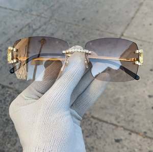 ZONGA HOUSE Luxury Custom Designer Unisex VVS1 Moissanite Diamond Rimless Hip Hop <b>Sunglasses</b> % UV Protection for Outdoor - Product Image 3