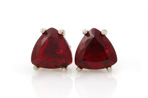 Boucles d'oreilles clous en argent sterling 925 massif, garnet rouge naturel taille triligne facettée, pierres semi-précieuses, bijoux fins, vente chaude - Product Image 4