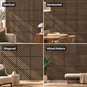 Panneau acoustique en lattes de bois avec placage en noyer et feutre pour l'isolation acoustique dans la décoration intérieure, panneau mural en bois - Product Image 5