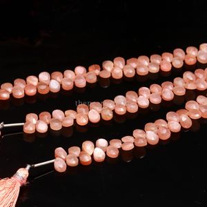 Natural <b>Peach</b> Moonstone Faceted Pear Briolette Beads 5x7mm Moonstone Wholesale Bulk Gemstone Bead Strand 6 Inch Jewelry Making - Product Image 2