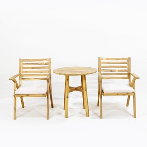 Trending 3-Piece Wooden <b>Garden</b> <b>Set</b> with 2 Chairs and Table for Outdoor Use Pine Wood Furniture Weather Resistant Design - Product Image 1