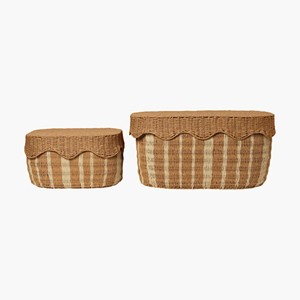 Eco Friendly Wholesale Wave Lid Paper Kids <b>Storage</b> Basket Set Cheap Price Stripe Woven Clothes Toy <b>Bin</b> Bulk Factory Direct OEM - Product Image 3
