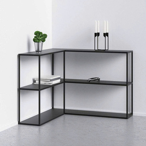 Estante de Almacenamiento de Esquina de Hierro Industrial, Estantería Metálica Moderna en Forma de L, Mueble de Exhibición Minimalista para Sala de Estar - Product Image 4