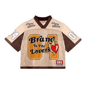 T-shirt de football pour hommes à col en V et épaules tombantes, 280 g/m², surdimensionné, imprimé numérique 3D, maillot de football en mesh pour hommes - Product Image 1