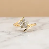 Bague de fiançailles classique pour femme en or massif 14 carats, certifiée GGL, sertie de diamants naturels couleur H taille brillant, motif étoile fleurie