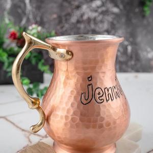 แก้วทองแดงโบราณแบบตอกลาย พร้อมหูจับทองเหลือง ขนาด 500 มล. แก้วเก็บความร้อนสุญญากาศสองชั้น สำหรับเบียร์ มอสโกมิวล์ บาร์ - Product Image 6