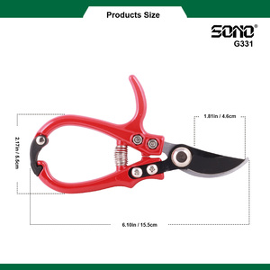 Ciseaux de jardin SONO G331 rouges, lame en acier inoxydable, manche en plastique, outil de coupe multi-usages - Product Image 4