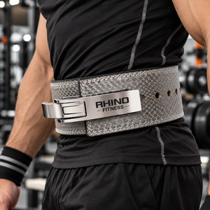 Rhino Fitness Gym Wear Adjustable Weightlifting Belt Neoprene Textured Metal Buckle Lumbar <b>Waist</b> Support Wrap-around - Product Image 3